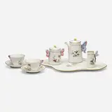 Two coffee services with butterfly handles and birds by Félix Bracquemond for Haviland & Co., c. 1880, glazed and hand-decorated porcelain, sold Apr 2024