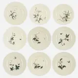Collection of nine Japonesque plates by Albert-Louis Dammouse for Haviland & Co., c. 1880, glazed, transfer-printed and hand-decorated porcelain, sold Apr 2024