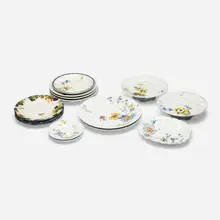 Albert Dammouse, Collection of fifteen Japonesque tablewares, c. 1880, glazed and hand-decorated faience
