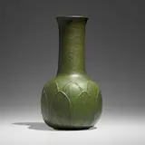 Grueby Faience Company, Tall vase with leaves
