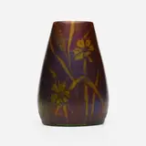 Zsolnay, Vase with dianthus and wheat, c. 1900, eosin-glazed earthenware