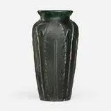 Merrimac Pottery, Vase with leaves, c. 1905, glazed earthenware