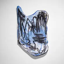 Ernesto Burgos, Ataraxia, 2020, resin, fiberglass, cardboard, wood, charcoal, oil