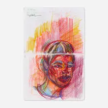 Sydney Vernon, Mo in Turin, 2021, colored pencil on lined notebook paper