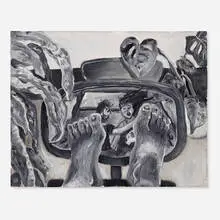 Trauma (Wear A Seatbelt On Uber Rides) by Larissa De Jesús Negrón, 2020, oil on canvas, sold Apr 2024