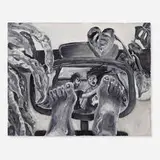 Larissa De Jesús Negrón, Trauma (Wear A Seatbelt On Uber Rides), 2020, oil on canvas