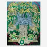 Francisco G. Pinzón Samper, San Miguel y el tiempo, 2022, pastel and oil crayon on board