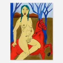 Mickey Lee, Yellow Woman on Horseback, 2022, pastel on paper