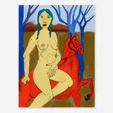 Mickey Lee, Yellow Woman on Horseback, 2022, pastel on paper