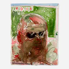 Nicole Eisenman, Fred Segal, 2007, graphite, watercolor and collage on paper