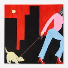 Sojourner Truth Parsons, Right Down the Line, 2019, canvas, archival adhesive, acrylic on canvas