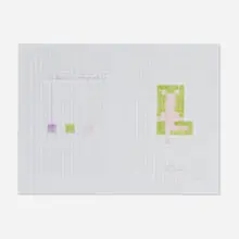 Invader, Petite danse en rose sur fond vert, colored pencil on two pieces of graph paper laid to paper