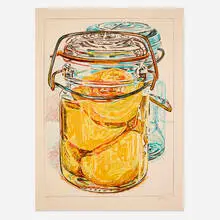 Janet Fish, Preserved Peaches (from the 1776 USA 1976: Bicentennial Prints portfolio), lithograph in colors on Arches