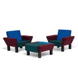 Westside lounge chairs, pair, and ottoman by Ettore Sottsass, sold Aug 2021