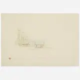 Frank Lloyd Wright, Presentation drawing for the Chahroudi Cottage, Mahopac, New York, 1951, pencil and colored pencil on paper