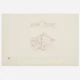 Frank Lloyd Wright, Elevation and Plan for the Chahroudi Cottage, Mahopac, New York, 1951, pencil and colored pencil on paper