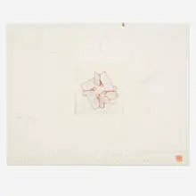 Plan for Price Tower, Bartlesville, Oklahoma by Frank Lloyd Wright, 1952, ink and colored pencil on paper, sold Jun 2019