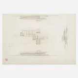 Frank Lloyd Wright, Elevation for the John D. Haynes House, Fort Wayne, Indiana, 1950, pencil and colored pencil on tracing paper