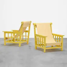 Pierre Dariel, armchairs, pair, c. 1927, lacquered wood, canvas
