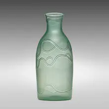 Carlo Scarpa, Rare Inciso vase, model 3941, 1940-42, glass with incised wave pattern and ground wave-shaped ribbons