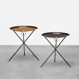 Christian Dior, folding tables, pair, c. 1975, enameled steel