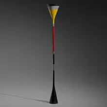 Rare floor lamp, model 12731 by Ettore Sottsass, c. 1958, enameled aluminum, sold Jun 2019