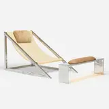 Archizoom Associati, Mies chair and ottoman, 1969, chrome-plated steel, rubber, cowhide