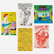 Gladys Nilsson, collection of artists' books and ephemera by Jim Falconer, Art Green, Gladys Nilsson, Jim Nutt, Suellen Rocca and Karl Wirsum, 1966-69, printed and bound offset lithographs, printed paper