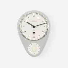 Max Bill, wall clock with timer, 1954, glazed porcelain, glass, aluminum, enameled aluminum