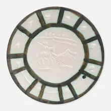Picador by Pablo Picasso, 1953, white earthenware clay, oxidized paraffin decoration, sold Apr 2019