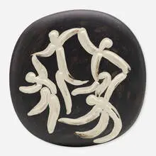 Four Dancers by Pablo Picasso, 1956, earthenware with knife-engraving accentuated with glaze and black patinated ground, sold Apr 2019