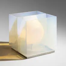 table lamp, model LT 323 by Carlo Nason, c. 1969, glass, chrome-plated steel, sold Apr 2019