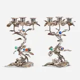 Gabriele Devecchi, candelabra, pair, c. 1990, sterling silver, glass, quartz