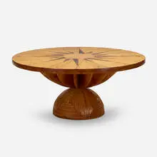 Rosa dei Venti table by Mario Ceroli, 1974, brass, laminated pine and rosewood, sold Apr 2019