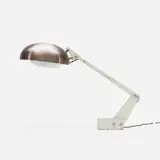 Wim Rietveld, table lamp, c. 1960, enameled aluminum, aluminum, enameled steel, chrome plated steel, plastic