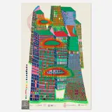 Good Morning City (Series C) by Friedensreich Hundertwasser, 1969, screenprint with metallic embossing on Fabriano paper, sold Apr 2019