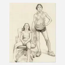 William Beckman, Study for Diana and Dierdre, 1979, charcoal on paper