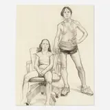William Beckman, Study for Diana and Dierdre, 1979, charcoal on paper