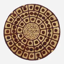Con Edison Co. by Dorothy Grebenak, c. 1963, hand-knotted wool, sold Apr 2019