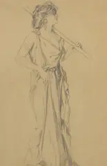 Raphael Kirchner, Untitled, 1876-1917) Study of a standing figure; Study of a nude on a swing pencil 47 x 30cm