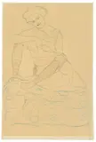 Mit gegrätschten Beinen sitzender Halbakt by Gustav Klimt, 1909, Bleistift und Farbstifte auf Papier, sold Nov 2011