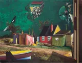 Franz Radziwill, Vogelzug über Dangast, 1960, Öl auf Leinwand