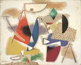 Kleines Duo by Willi Baumeister, 1948, Öl mit Kunstharz auf Hartfaser, sold Nov 2008