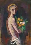 Karl Hofer, Mädchen mit Blumen, 1952, Öl auf Leinwand