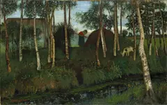 Otto Modersohn, Birken am Moorkanal, 1894, Öl auf Leinwand. Doubliert