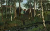 Otto Modersohn, Birken am Moorkanal, 1894, Öl auf Leinwand. Doubliert