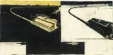 Neo Rauch, Stationen, 1995, Öl auf Papier, collagiert auf Leinen