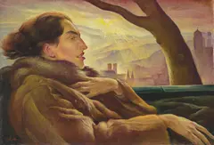 Albert Birkle, Dame im offenen Wagen, 1925, Öl auf Karton