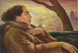 Albert Birkle, Dame im offenen Wagen, 1925, Öl auf Karton