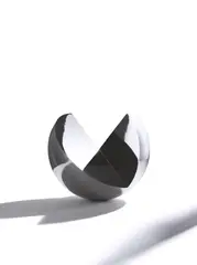 Max Bill, Halbe Kugel um zwei Achsen, 1965, Chromnickelstahl. Durchmesser: 44,7 cm (17 ⅝ in.)